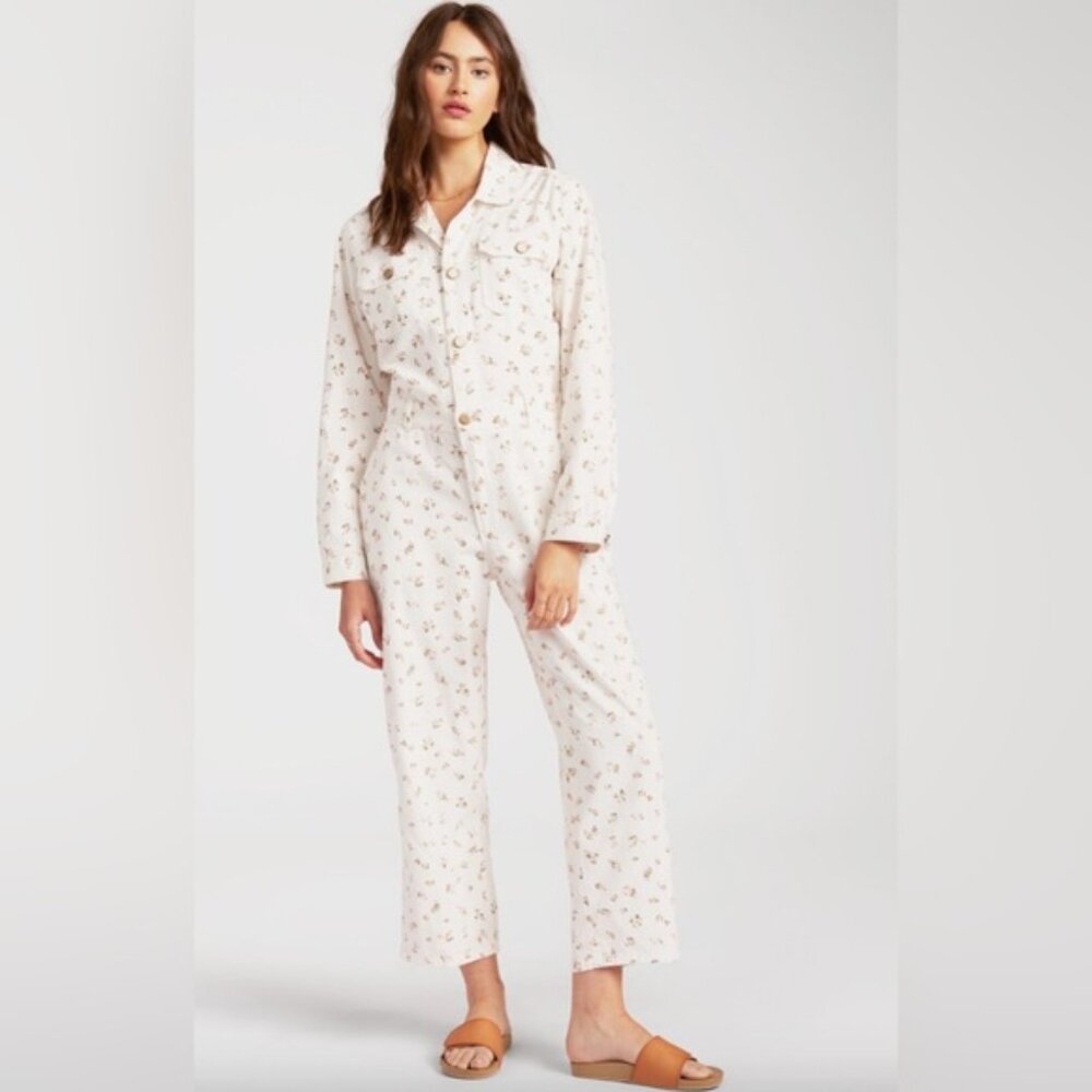 Billabong Just Work It Floral Jumpsuit